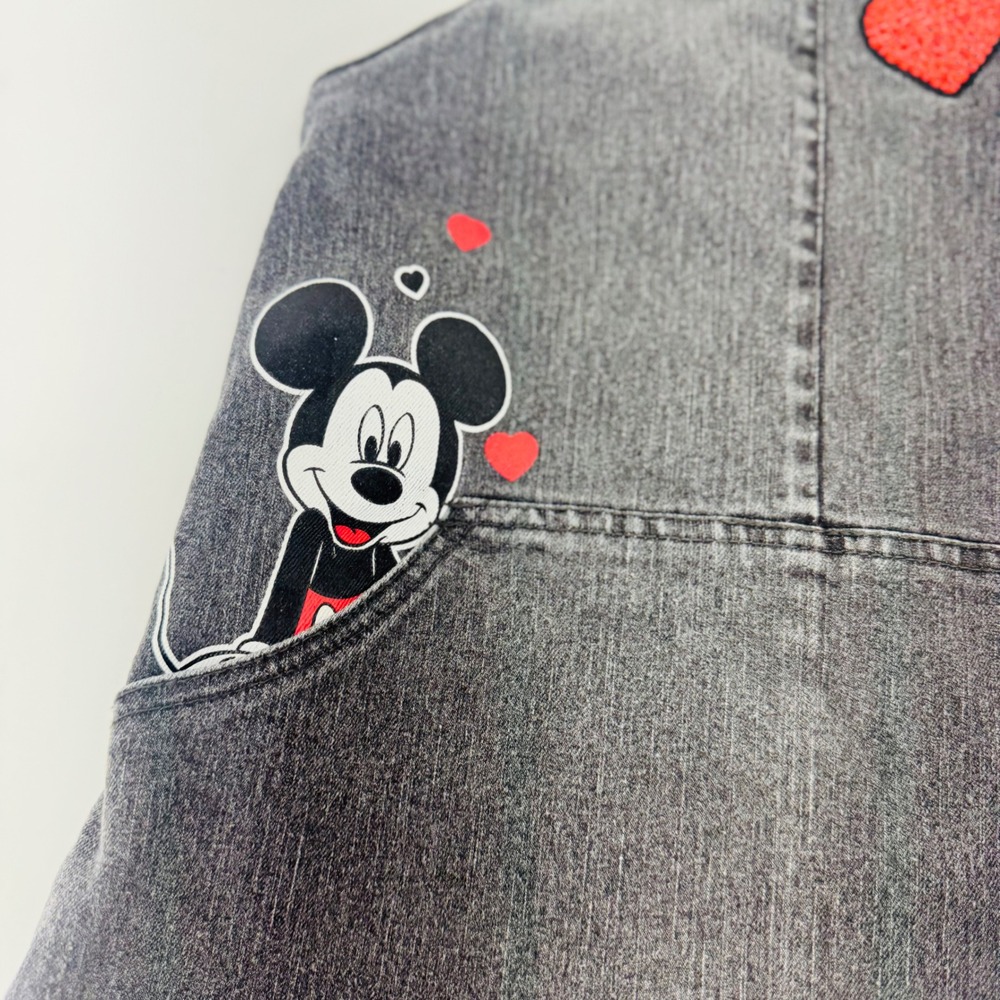 Disney Mickey Minnie Mouse Blk‎ Denim Jumper Dress Girls Overall Pinafore Heart - Picture 8 of 10